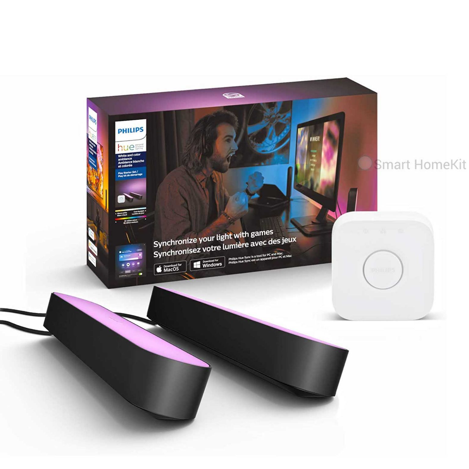 Philips-hue-play-bar-black-with-hue-bridge-logo