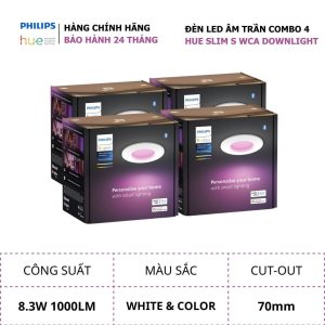 Combo 4 đèn Philips Hue Slim 8.3W Color Downlight